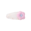 Creamy fabric BB hair clip with white star embroidery and pink floral design for kids - Cream Star Embroidery (8)