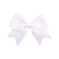 Mini white grosgrain ribbon hair bow clip with swallowtail design for baby girls - White (18)