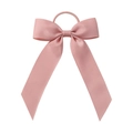Chouchou ruban long rose pâle avec nœud en tissu côtelé pour filles et enfants - Rose Clair (16)