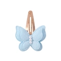 Cute light blue double-layered lace butterfly hair clip with pearls for girls - Light Blue