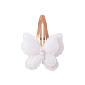 Elegant double-layer white lace butterfly hair clip with pearls and rose gold finish - White