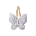 Handmade double-layered lace butterfly hair clip with pearls and silver sequins - Silver
