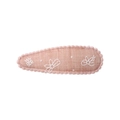 Pince à cheveux rose en tissu brodé avec bords festonnés pour filles et enfants - Style 20