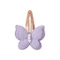 Handmade purple lace butterfly hair clip with inner glitter and pearl accents - Purple