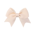 Mini cream grosgrain ribbon hair bow clip for baby girls with classic double layer design - Cream (112)