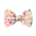 Detail of floral butterfly bow hair clip with jagged edges for girls and kids - Pink Floral Fabric Bow Style (4)