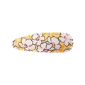 Barrette BB en tissu floral jaune pour filles avec bords festonnés blancs délicats - Style 25