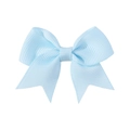 Mini light blue grosgrain ribbon bow hair clip for baby girls with ribbed texture - Baby Blue (305)