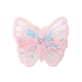 Detailed view of a pink mesh butterfly hair clip with delicate sequins and embroidery - Pink Sequin Mesh Butterfly Style (11)