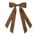 Barrette à nœud papillon en satin marron à double épaisseur avec longs rubans - Marron (2)