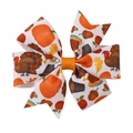 Thanksgiving hair bow with turkey and pumpkin prints on ribbed grosgrain ribbon - Thanksgiving Pumpkin Turkey (5)