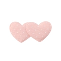 Dettaglio di fermagli in tessuto rosa a forma di cuore con pois bianchi e cuciture rinforzate - Stile Cuore Rosa a Pois Bianchi (5)