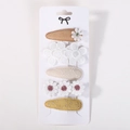 Detail of 5-piece floral fabric hair clips featuring lace embroidery and daisy patterns - 5B (5 Pcs/Pack)