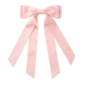 Barrette à nœud en satin rose double couche avec de longs rubans pour filles - Rose Pâle (8)