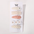 Detailed view of a 5-piece set featuring daisy embroidery and lace hair clips for girls - 5D (5 Pcs/Pack)