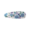 Pince à cheveux fleurie avec motifs bleus et violets sur tissu blanc pour fillettes - Style 32