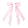 Barrette à cheveux à double nœud en satin rose clair avec de longs rubans pour filles - Rose (11)