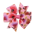 Pink Thanksgiving hair bow with turkey and autumn leaves print for children - Pink Turkey Print (9)