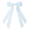 Barrette à cheveux élégante en satin bleu glacé avec double nœud et longs rubans - Bleu Glacé (17)