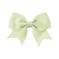 Mini mint green grosgrain ribbon bow hair clip for baby girls in a minimalist solid style - Soft Green (524)