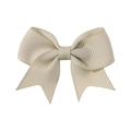 Mini beige grosgrain ribbon hair bow clip for baby girls in minimalist solid color style - Beige (565)