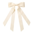 Nœud papillon en satin double couche blanc crème avec longs rubans pour enfants - Blanc Crème (21)