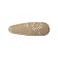 Pince à cheveux goutte en lin marron clair avec motif de marguerites blanches - Style 39