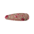 Barrette à cheveux à fleurs rose poudré vintage avec motif de roses et tissu doux - Style 40