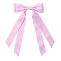 Pince à cheveux rose avec double nœud et longs rubans pour filles et enfants - Rose Pâle (28)