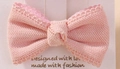 Pink knitted bow hair clip with delicate lace edges and decorative paper card - Pink Lace Knit Bow Style (3)