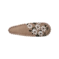 Barrette à cheveux marron avec fleurs blanches et bordure brodée en forme de vague - Style 42