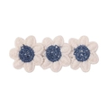 Barrettes à fleurs tricotées pour enfants avec broderies crème et centres bleu marine - Style Bleu Marine (4)