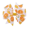 Children's Thanksgiving bow hair clip featuring orange pumpkins and corn autumn patterns - White Pumpkin Corn (15)