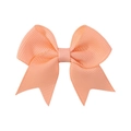 Mini peach colored grosgrain bow hair clip for baby girls with ribbed texture - Peach (720)