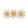 Barrette à cheveux tricotée main avec trois marguerites blanches pour filles - Style Jaune (1)
