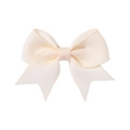 Mini cream grosgrain ribbon bow hair clip for babies with high-quality ribbed texture - Off White (815)