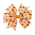 Fall themed beige turkey pumpkin hair bow clip with autumn leaves and coffee patterns - Beige Pumpkin Coffee (17)
