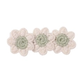 Barrette à fleurs au crochet faite main avec pétales crème et centres verts pour enfants - Centre Vert Clair (3)