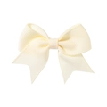 Mini cream grosgrain ribbon bow hair clip for baby girls with ribbed fabric texture - Creamy (824)