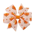 Pink grosgrain ribbon hair bow with cartoon turkey print for Thanksgiving holiday - Pink Turkey Polka Dot (19)