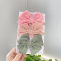 Baby headband set with waffle knit bows in pink, coral, and sage green colors - Combination Set / Pink Coral Green