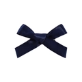 Mini navy blue ribbon bow hair clip made of satin fabric for girls hair styling - Dark Blue