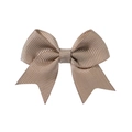 Mini champagne grosgrain ribbon bow hair clip for baby girls with swallowtail ends - Light Brown (838)