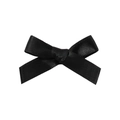 Mini black satin ribbon bow hair clip with textured weave and fishtail cut ends - Black
