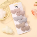 Lot de 10 barrettes à cheveux en tissu en forme de cœur dans les tons rose et gris - Velours Côtelé / Tissu / Collection Couleurs Unies Douces (6B)