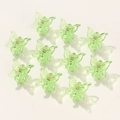 Mini matte butterfly hair clips in translucent green with glitter finish for girls - Glitter Green (10A-8)