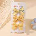 Lot de 3 barrettes à cheveux jaunes faites à la main avec motifs à carreaux et tissages - Série Jaune Ensemble
