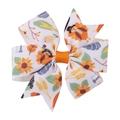 Thanksgiving turkey and sunflower patterned bow hair clip for children with orange center - Thanksgiving Turkey Wheat (23)