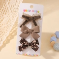 Lot de trois barrettes à cheveux faites main avec nœuds en velours et fleurs sur carte - 3c (3 Pièces Par Pochette Opp)