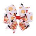 Kids Thanksgiving hair bow with pumpkin and maple leaf prints on white grosgrain ribbon - Thanksgiving Animal Car (24)